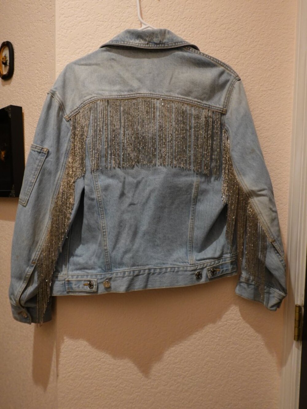 Vintage Helmut Lang Beaded Fringe Denim Jacket (Statement Archival Piece)